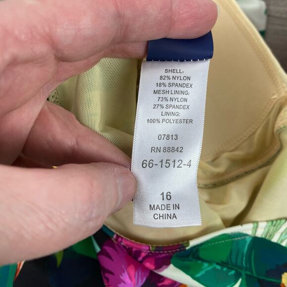 Swimsuits For All Green&Purple Tropical Halter Tie One Piece Swimsuit Sz.16 - Picture 14 of 16